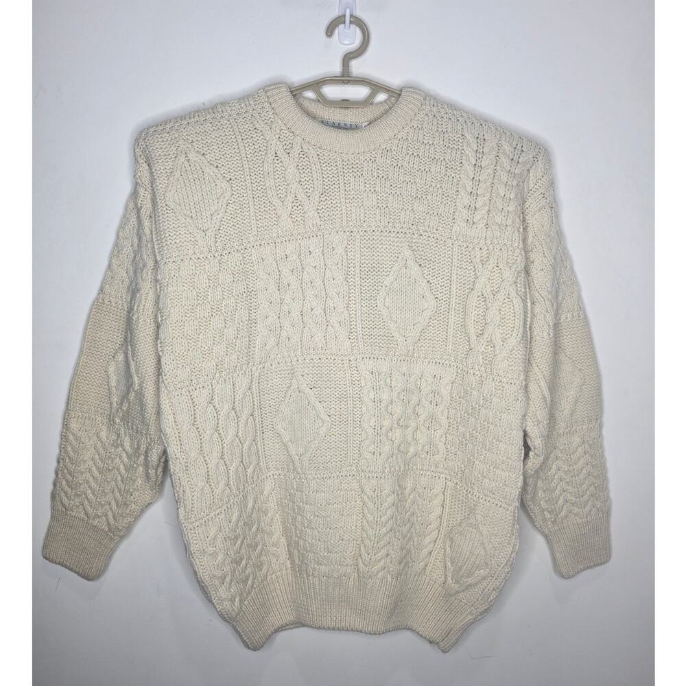 NWT Blarney Woollen Mills 100% wool cream fisherman long sleeve sweater - small